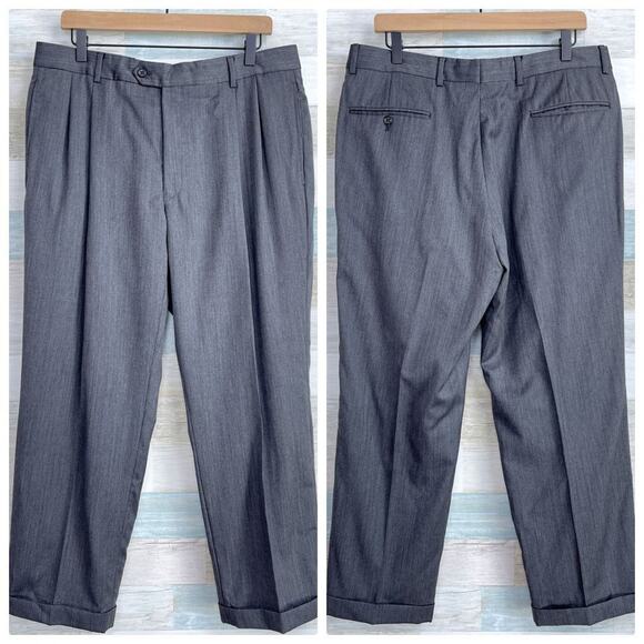 Jos A Bank Signature Wool Suit Gray Herringbone 40S Jacket 36S Pants - Picture 8 of 12